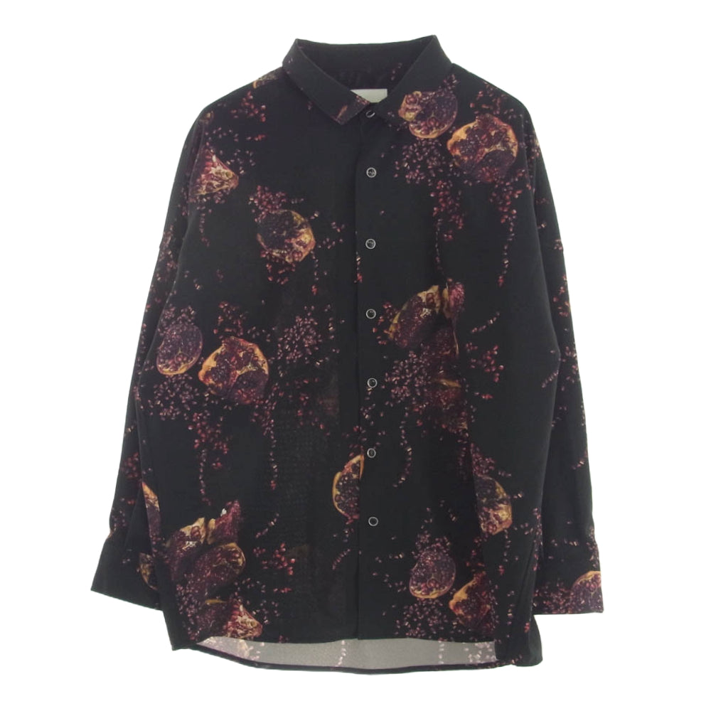 SHAREEF シャリーフ ZAKURO PATTEN L/S SHIRTS ザクロ プリント 長袖 シャツ ブラック系 1【中古】