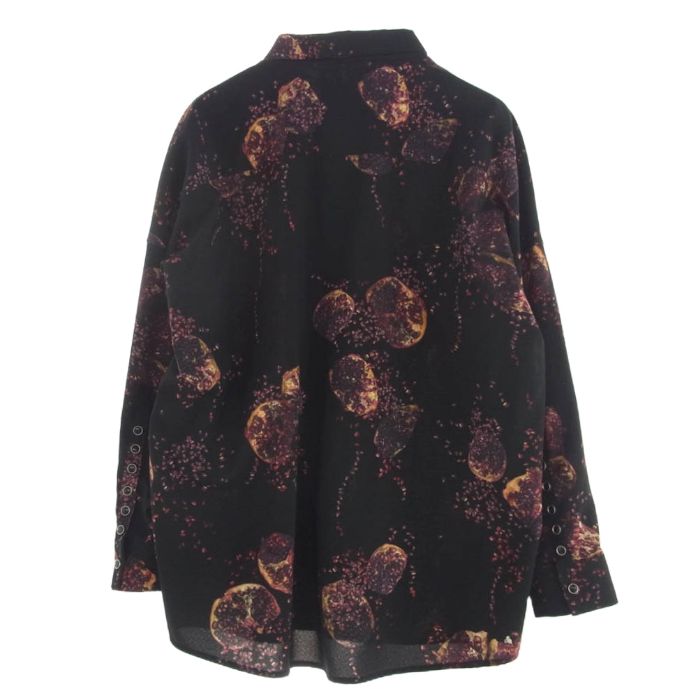 SHAREEF シャリーフ ZAKURO PATTEN L/S SHIRTS ザクロ プリント 長袖 シャツ ブラック系 1【中古】