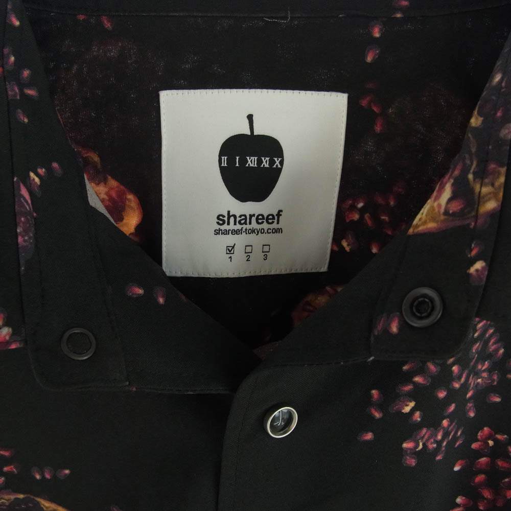 SHAREEF シャリーフ ZAKURO PATTEN L/S SHIRTS ザクロ プリント 長袖 シャツ ブラック系 1【中古】