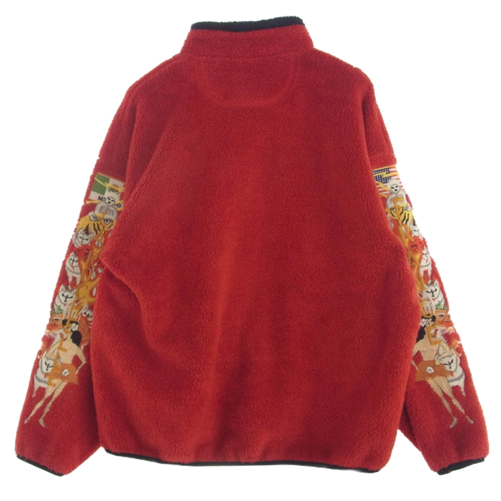 doublet ダブレット 18AW 18AW23SH54 POLYESTER FLEECE HALF-ZIP PULLOVER ポリステル フリース  ハーフジップ プルオーバー カオス刺繍 ジャケット ブルゾン レッド系 M【中古】