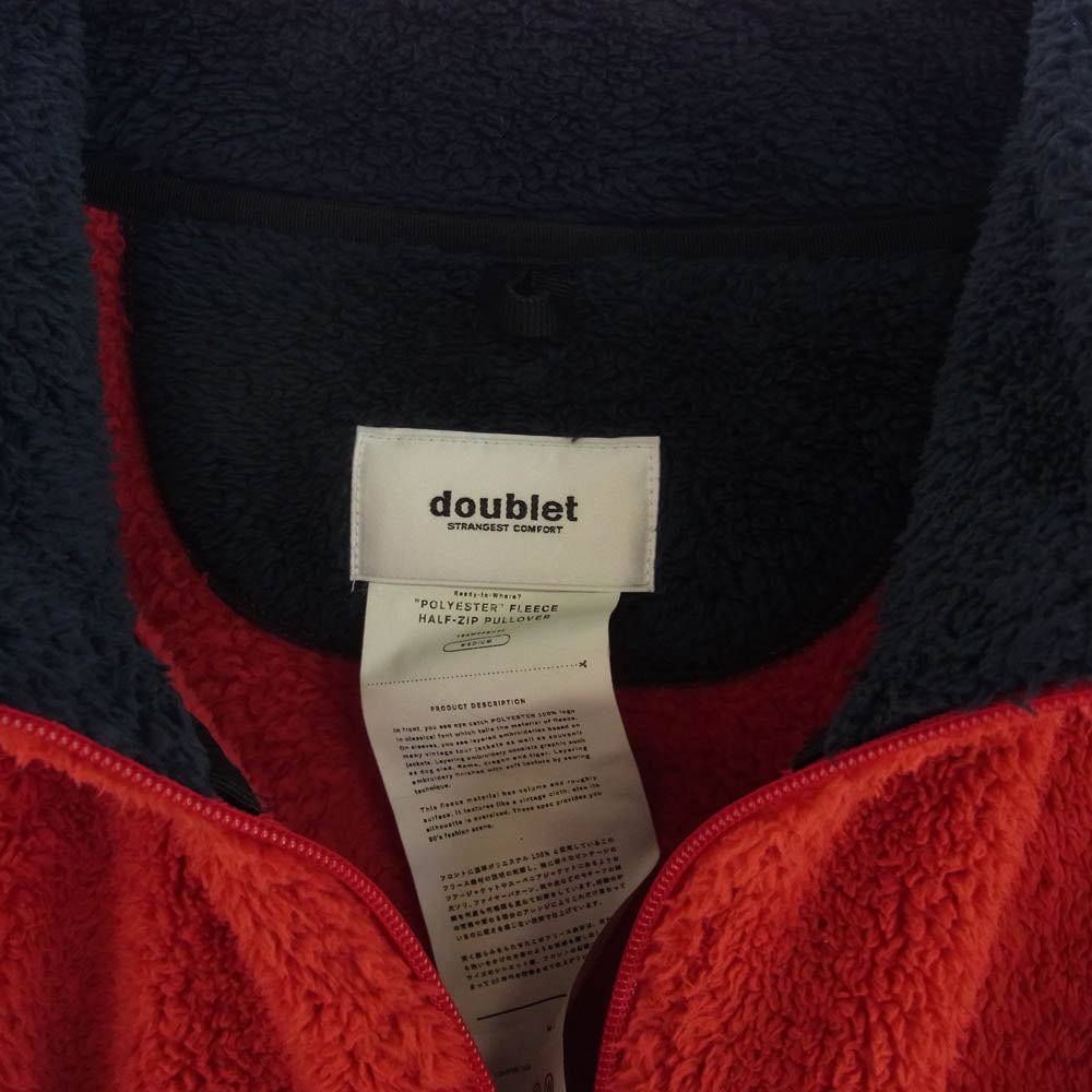 doublet ダブレット 18AW 18AW23SH54 POLYESTER FLEECE HALF-ZIP PULLOVER ポリステル フリース  ハーフジップ プルオーバー カオス刺繍 ジャケット ブルゾン レッド系 M【中古】