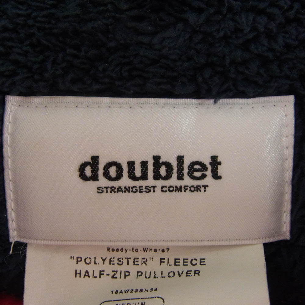 doublet ダブレット 18AW 18AW23SH54 POLYESTER FLEECE HALF-ZIP PULLOVER ポリステル フリース  ハーフジップ プルオーバー カオス刺繍 ジャケット ブルゾン レッド系 M【中古】