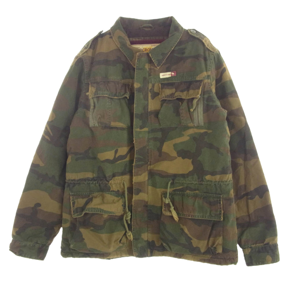 Abercrombie & Fitch アバクロンビー&フィッチ カモフラ 迷彩 エポレット ジップアップ ミリタリー ジャケット マルチカラー系 L【中古】