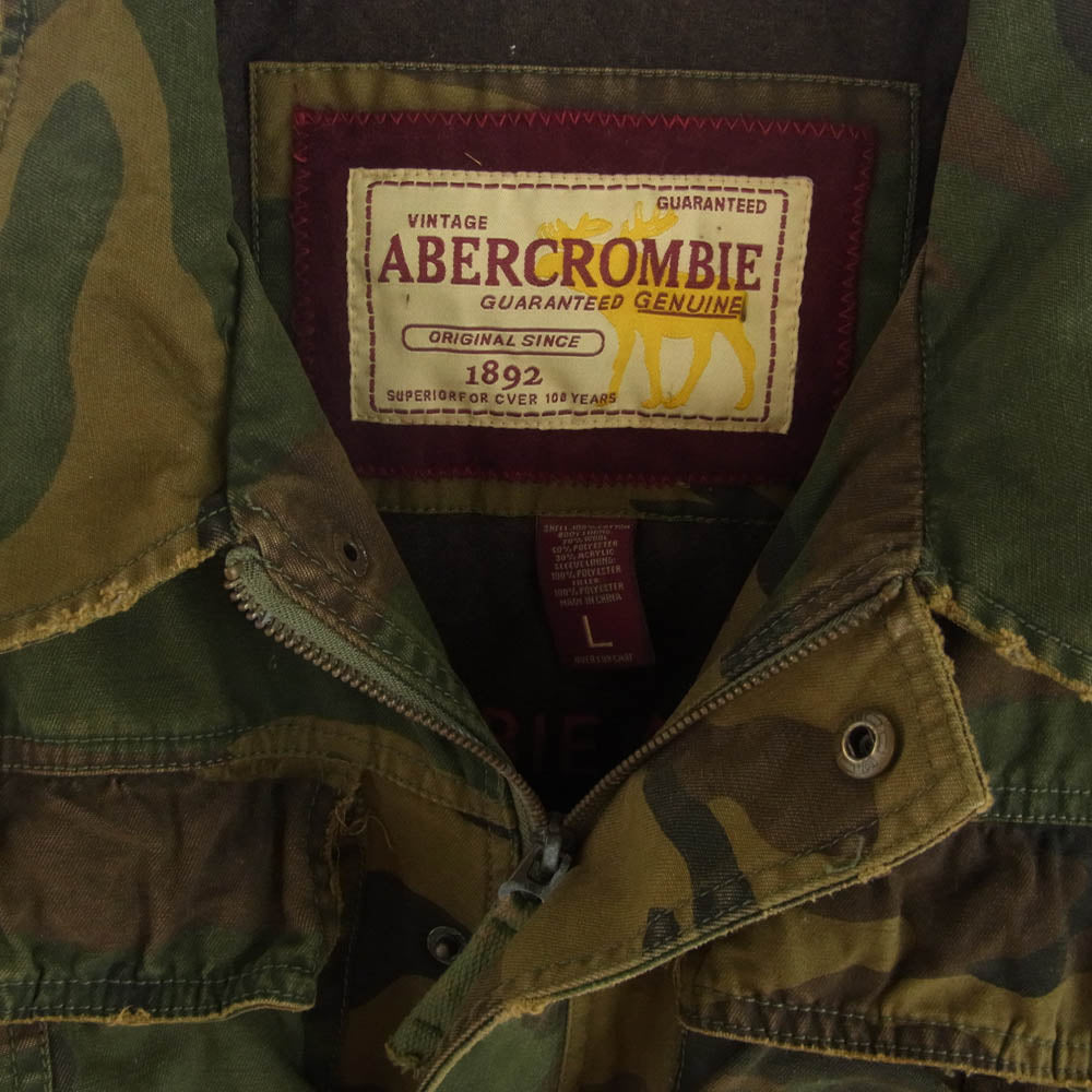 Abercrombie & Fitch アバクロンビー&フィッチ カモフラ 迷彩 エポレット ジップアップ ミリタリー ジャケット マルチカラー系 L【中古】