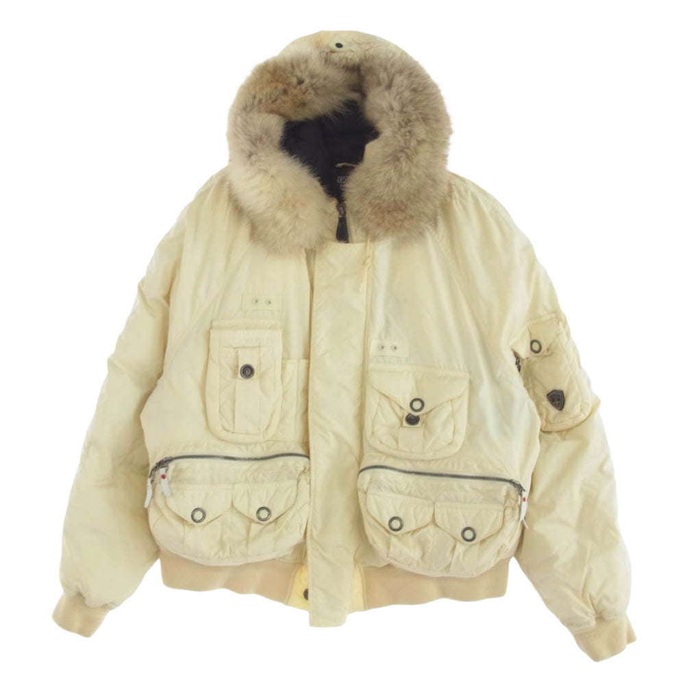 POLO RALPH LAUREN ポロ・ラルフローレン 90s マルチポケット ファー ダウン ジャケット ホワイト系 L【中古】