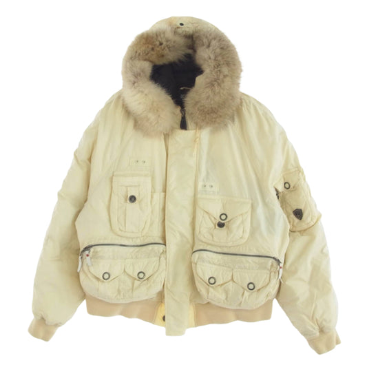 POLO RALPH LAUREN ポロ・ラルフローレン 90s マルチポケット ファー ダウン ジャケット ホワイト系 L【中古】