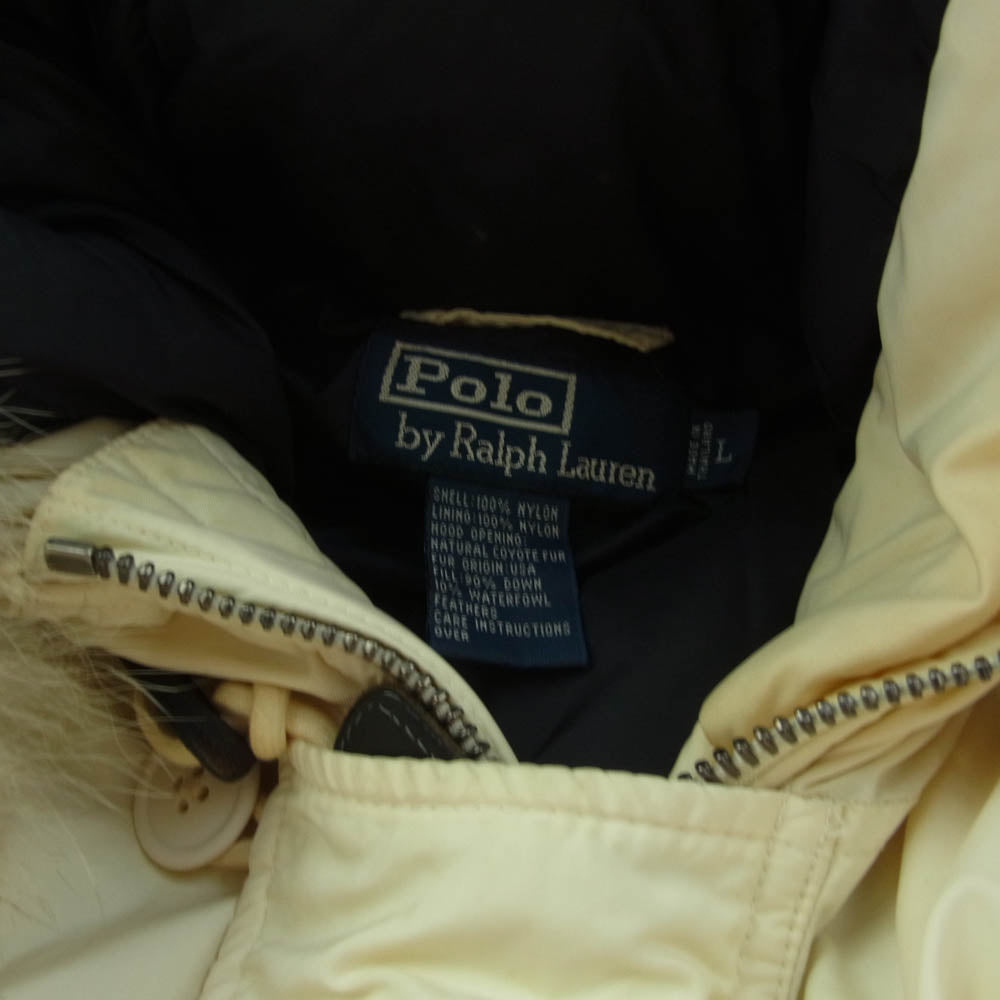 POLO RALPH LAUREN ポロ・ラルフローレン 90s マルチポケット ファー ダウン ジャケット ホワイト系 L【中古】