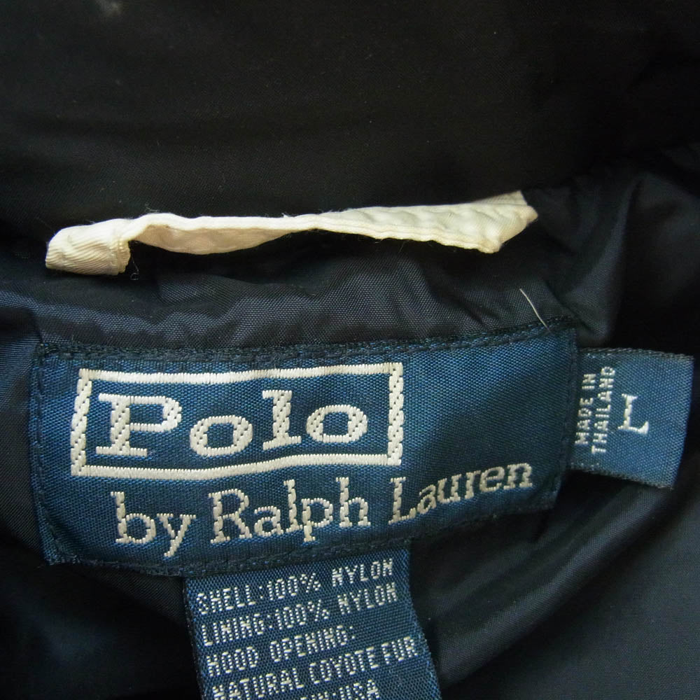 POLO RALPH LAUREN ポロ・ラルフローレン 90s マルチポケット ファー ダウン ジャケット ホワイト系 L【中古】