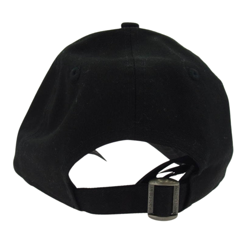 SAINT LAURENT サンローラン 694785 YCL36 × New Era ニューエラ 国内正規品 ロゴ刺繍 ベースボール キャップ 帽子 ブラック系【中古】