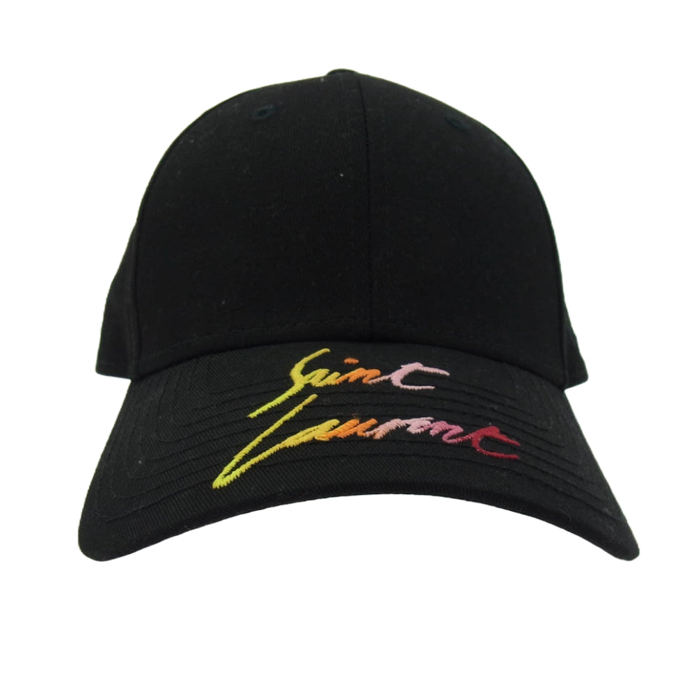 SAINT LAURENT サンローラン 694785 YCL36 × New Era ニューエラ 国内正規品 ロゴ刺繍 ベースボール キャップ 帽子 ブラック系【中古】