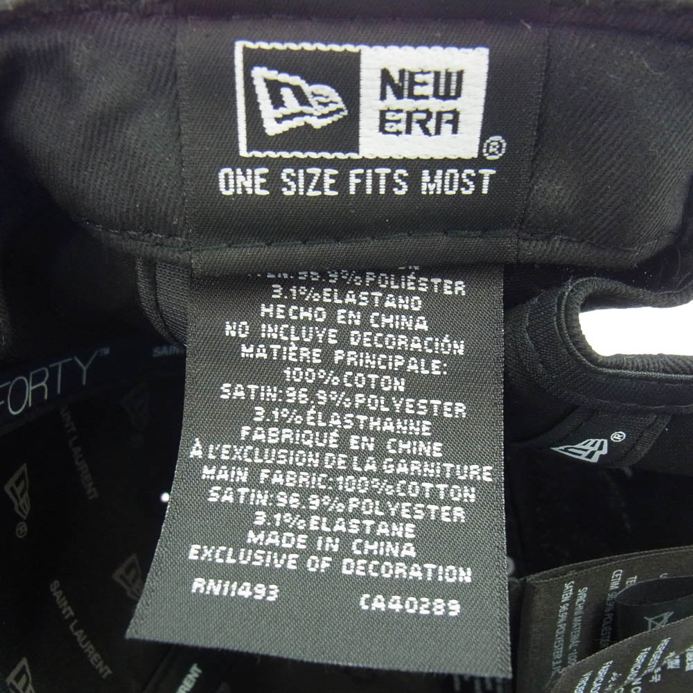 SAINT LAURENT サンローラン 694785 YCL36 × New Era ニューエラ 国内正規品 ロゴ刺繍 ベースボール キャップ 帽子 ブラック系【中古】