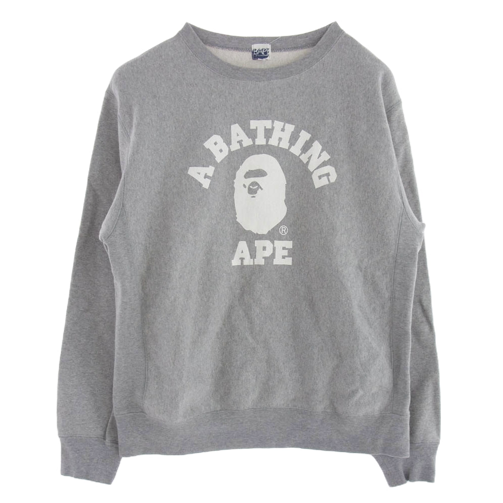 A BATHING APE アベイシングエイプ BAPE BY A BATHING APE エイプ ベイプ ロゴ プリント スウェット グレー系 M【中古】