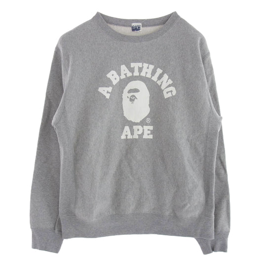 A BATHING APE アベイシングエイプ BAPE BY A BATHING APE エイプ ベイプ ロゴ プリント スウェット グレー系 M【中古】