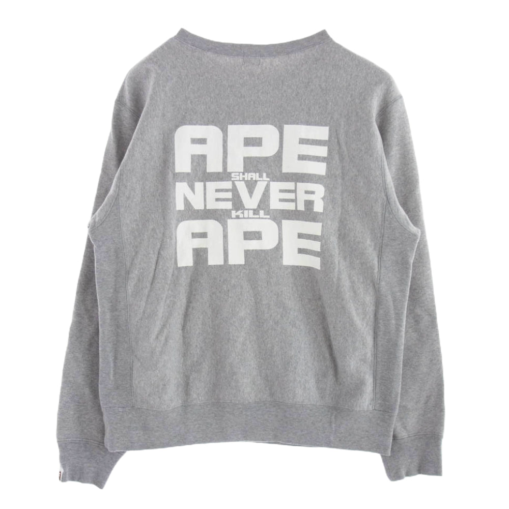 A BATHING APE アベイシングエイプ BAPE BY A BATHING APE エイプ ベイプ ロゴ プリント スウェット グレー系 M【中古】