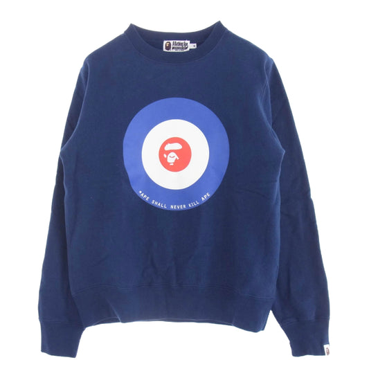 A BATHING APE アベイシングエイプ 001SW0701011X BAPE エイプ ベイプ ロゴ プリント スウェット ネイビー系 M【中古】
