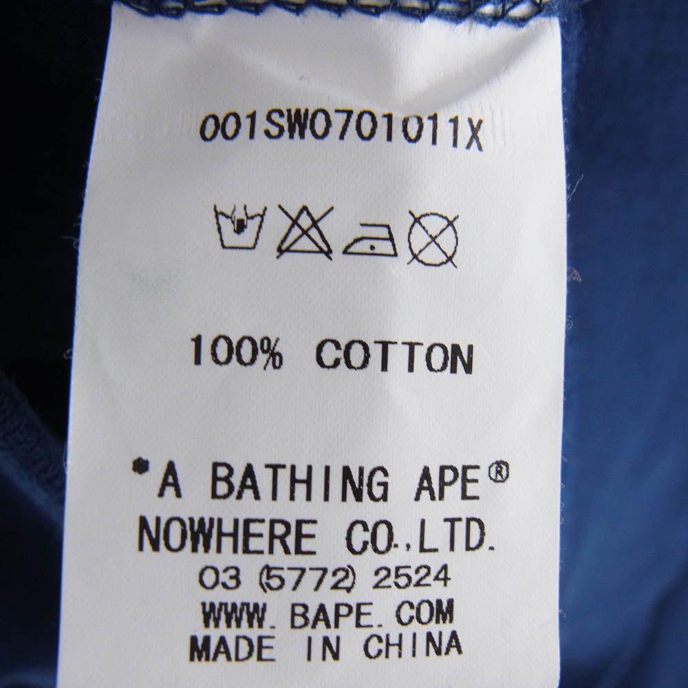A BATHING APE アベイシングエイプ 001SW0701011X BAPE エイプ ベイプ ロゴ プリント スウェット ネイビー系 M【中古】