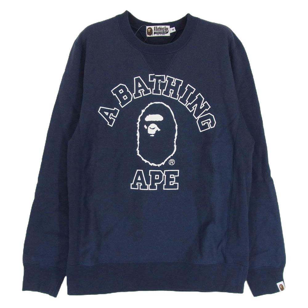 A BATHING APE アベイシングエイプ 001SW9801001 BAPE エイプ ベイプ ロゴ プリント スウェット ネイビー系 M【中古】