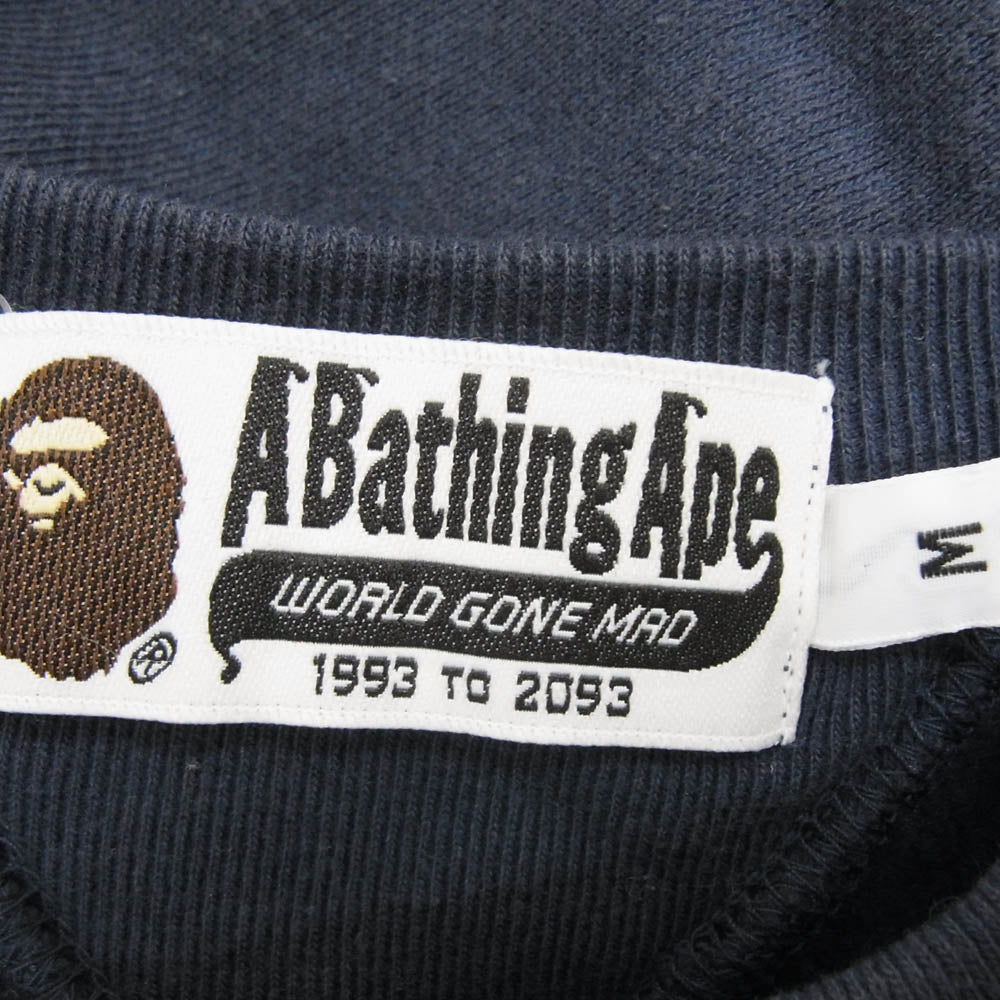 A BATHING APE アベイシングエイプ 001SW9801001 BAPE エイプ ベイプ ロゴ プリント スウェット ネイビー系 M【中古】