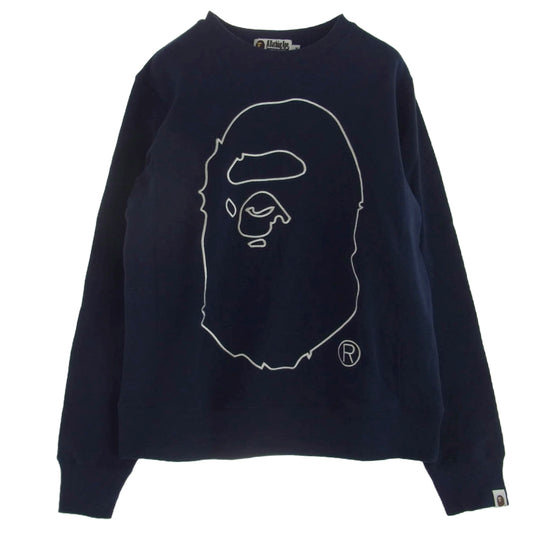 A BATHING APE アベイシングエイプ 001SWA801002X BAPE エイプ ベイプ 刺繍 大猿 スウェット ネイビー系 M【中古】