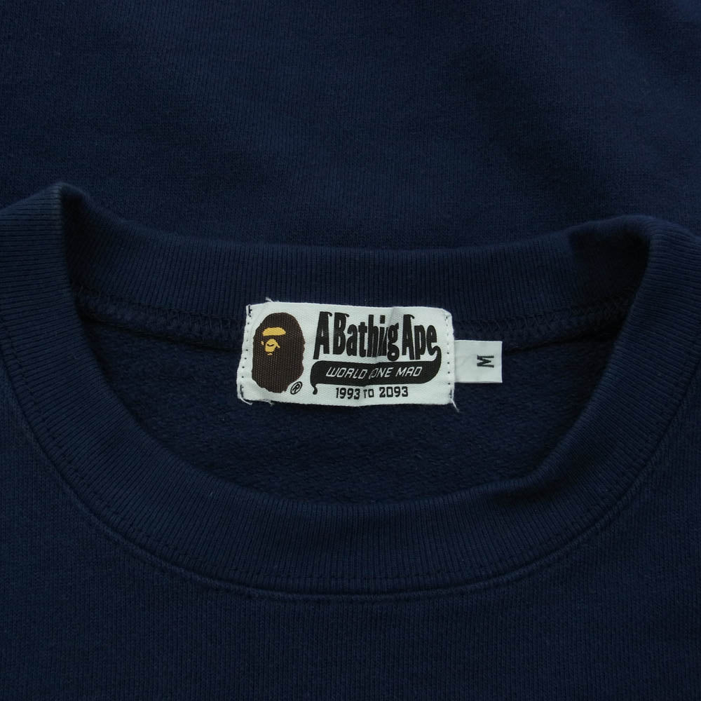 A BATHING APE アベイシングエイプ 001SWA801002X BAPE エイプ ベイプ 刺繍 大猿 スウェット ネイビー系 M【中古】