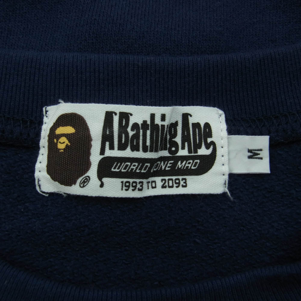 A BATHING APE アベイシングエイプ 001SWA801002X BAPE エイプ ベイプ 刺繍 大猿 スウェット ネイビー系 M【中古】