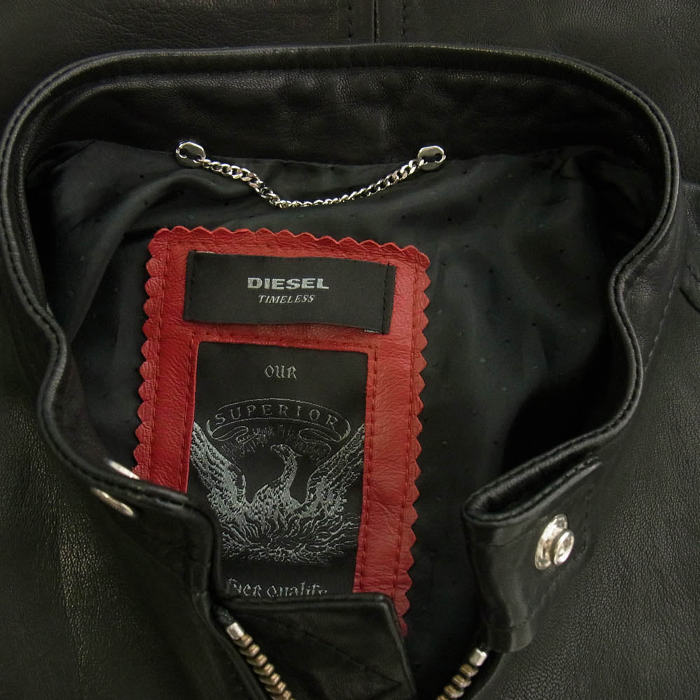 DIESEL ディーゼル OOSIYK OIAIV SUPERIOR スペリオール カウハイド シングル ライダース ジャケット ブラック系 L【美品】【中古】