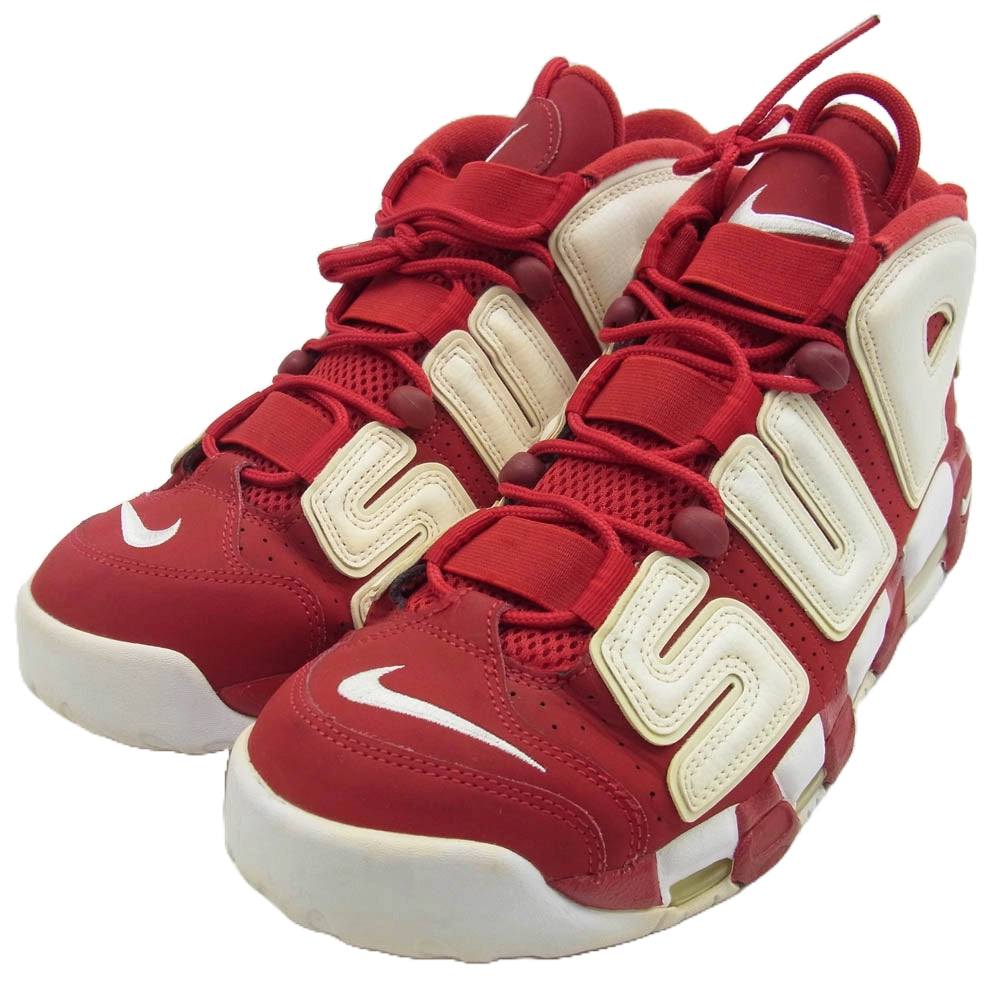 Supreme シュプリーム 902290-600 × NIKE AIR MORE UPTEMPO ナイキ エア モアアップテンポ ハイカット スニーカー レッド ホワイト系 28.5cm【中古】