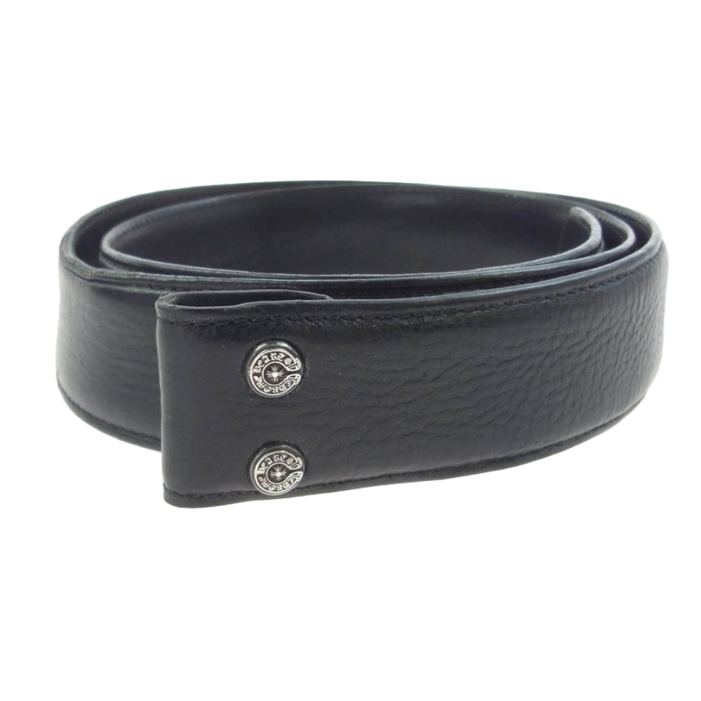 CHROME HEARTS クロムハーツ（原本無） 1.5 STRAP スクロール レーベル リベッツ レザー ベルト 34インチ ブラック系 34【中古】