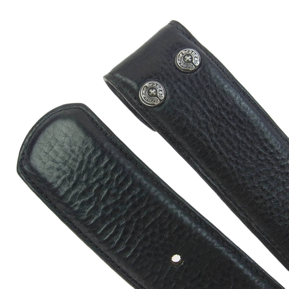 CHROME HEARTS クロムハーツ（原本無） 1.5 STRAP スクロール レーベル リベッツ レザー ベルト 34インチ ブラック系 34【中古】