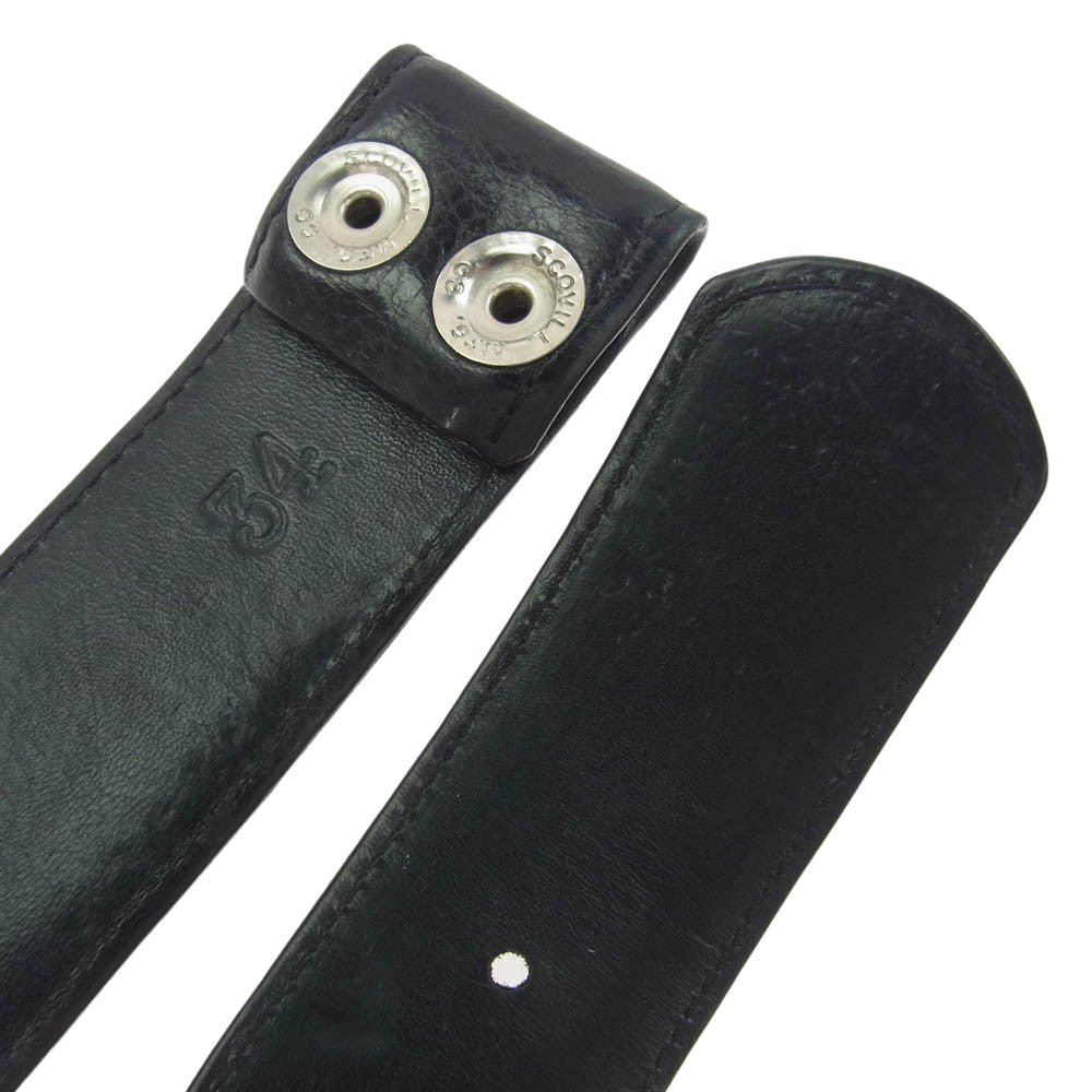 CHROME HEARTS クロムハーツ（原本無） 1.5 STRAP スクロール レーベル リベッツ レザー ベルト 34インチ ブラック系 34【中古】