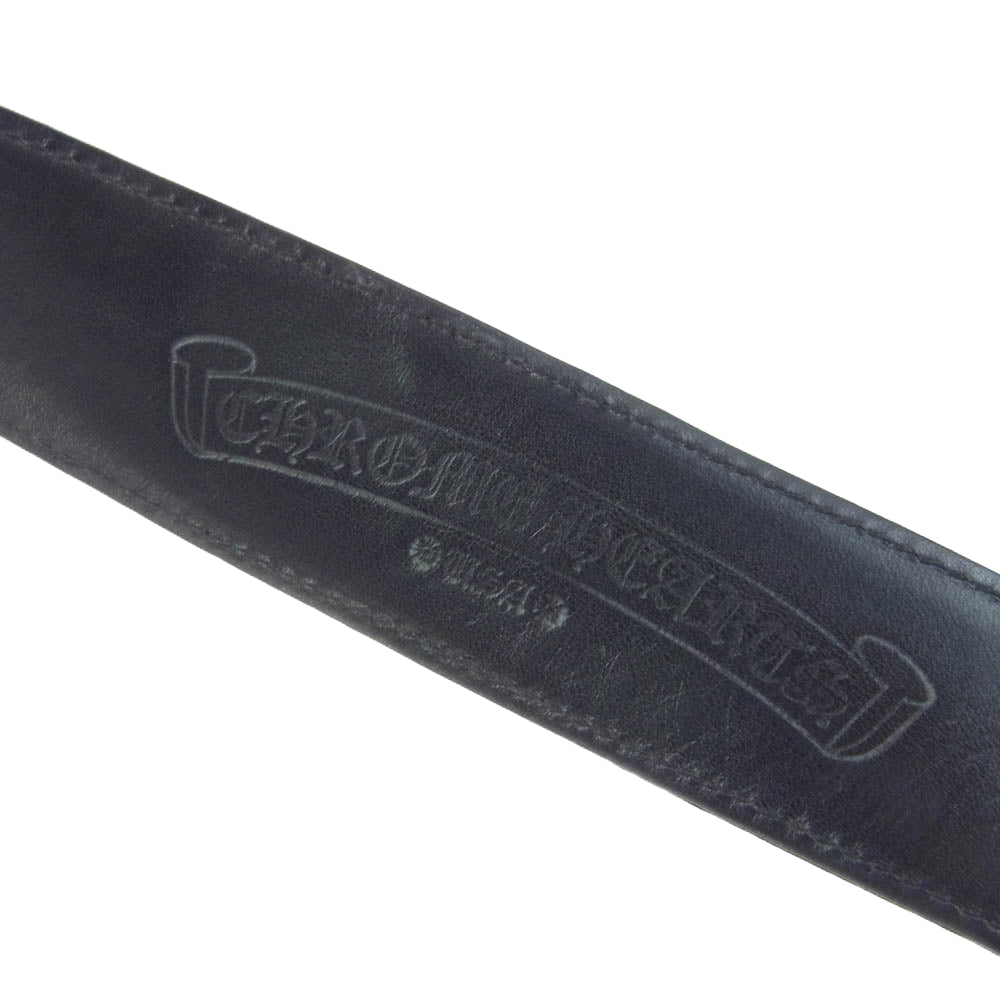 CHROME HEARTS クロムハーツ（原本無） 1.5 STRAP スクロール レーベル リベッツ レザー ベルト 34インチ ブラック系 34【中古】