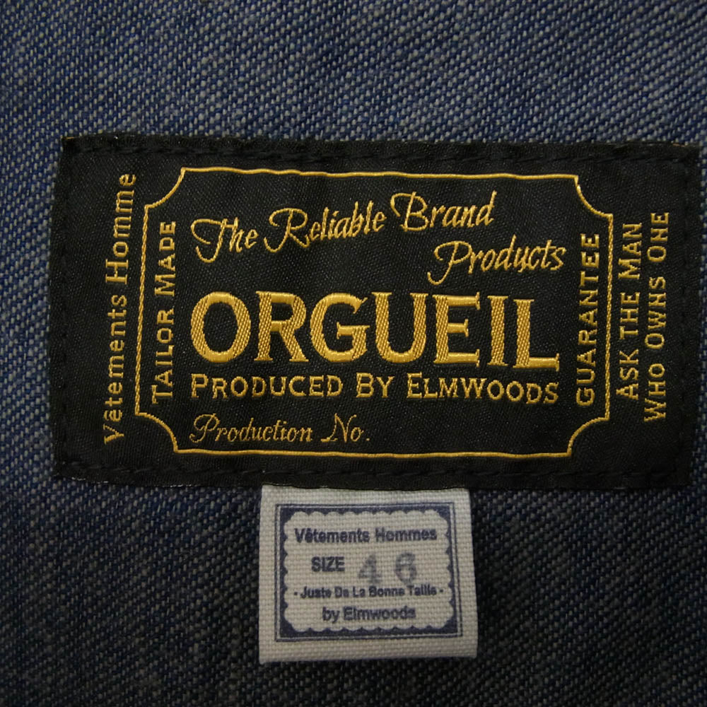 ORGUEIL オルゲイユ OR-4291 Denim blouse jacket デニム ブラウス ジャケット インディゴブルー系 46【新古品】【未使用】【中古】