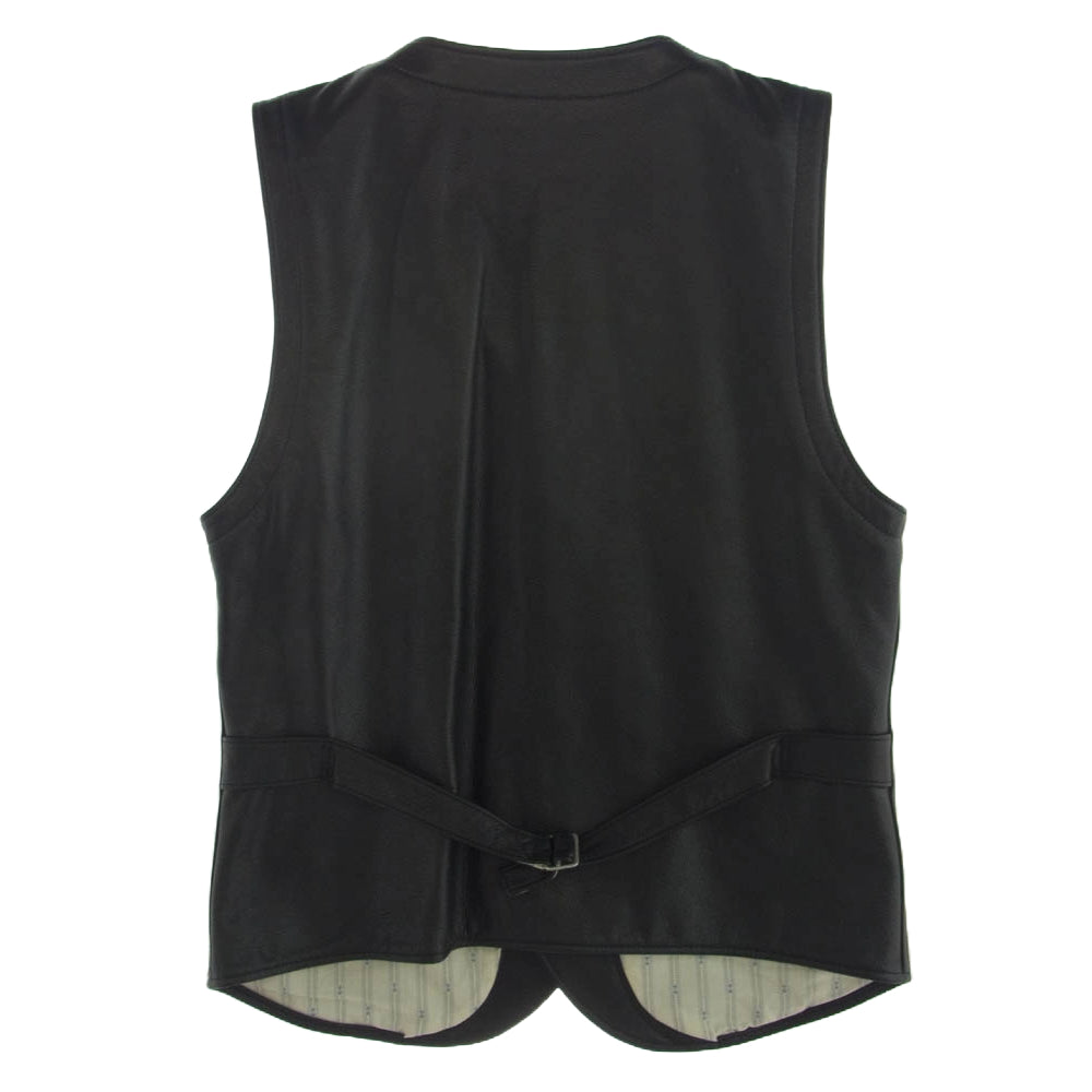 オルゲイユ OR-073 LEATHER WORKERS GILET カウレザー ワーク ベスト ジレ ブラック系 46【新古品】【未使用】【中古】