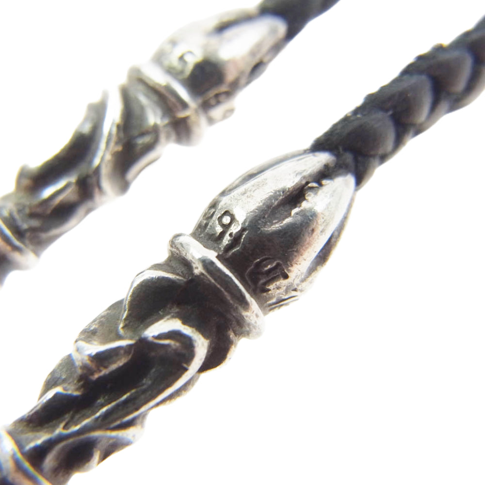 CHROME HEARTS クロムハーツ（原本無） LEATHER BRAID スクロール レザー ブレイド レザーブレード ネックレス チェーン ブラック系【中古】