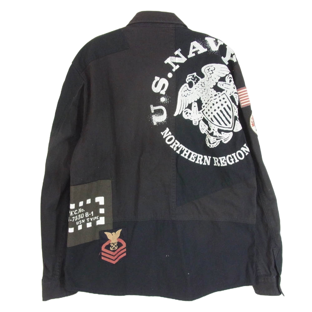 AVIREX アヴィレックス 6105136 REMAKE MILITARY SHIRT リメイク ミリタリー シャツ ブラック系 L【中古】