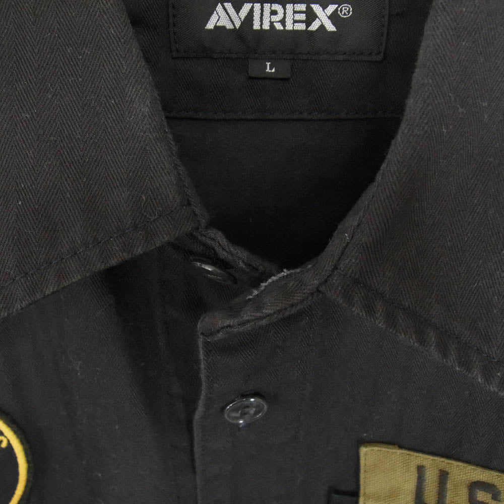 AVIREX アヴィレックス 6105136 REMAKE MILITARY SHIRT リメイク ミリタリー シャツ ブラック系 L【中古】