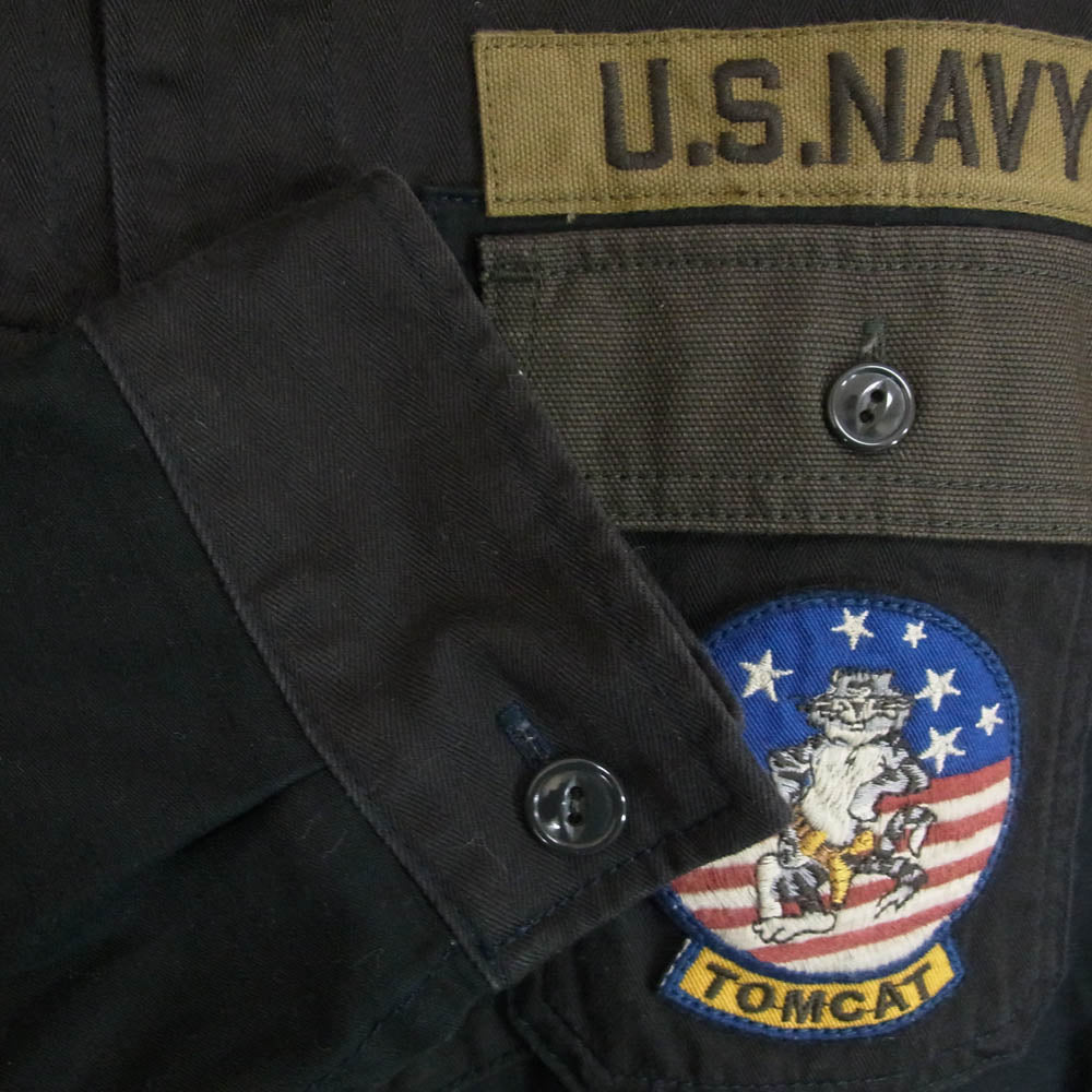 AVIREX アヴィレックス 6105136 REMAKE MILITARY SHIRT リメイク ミリタリー シャツ ブラック系 L【中古】