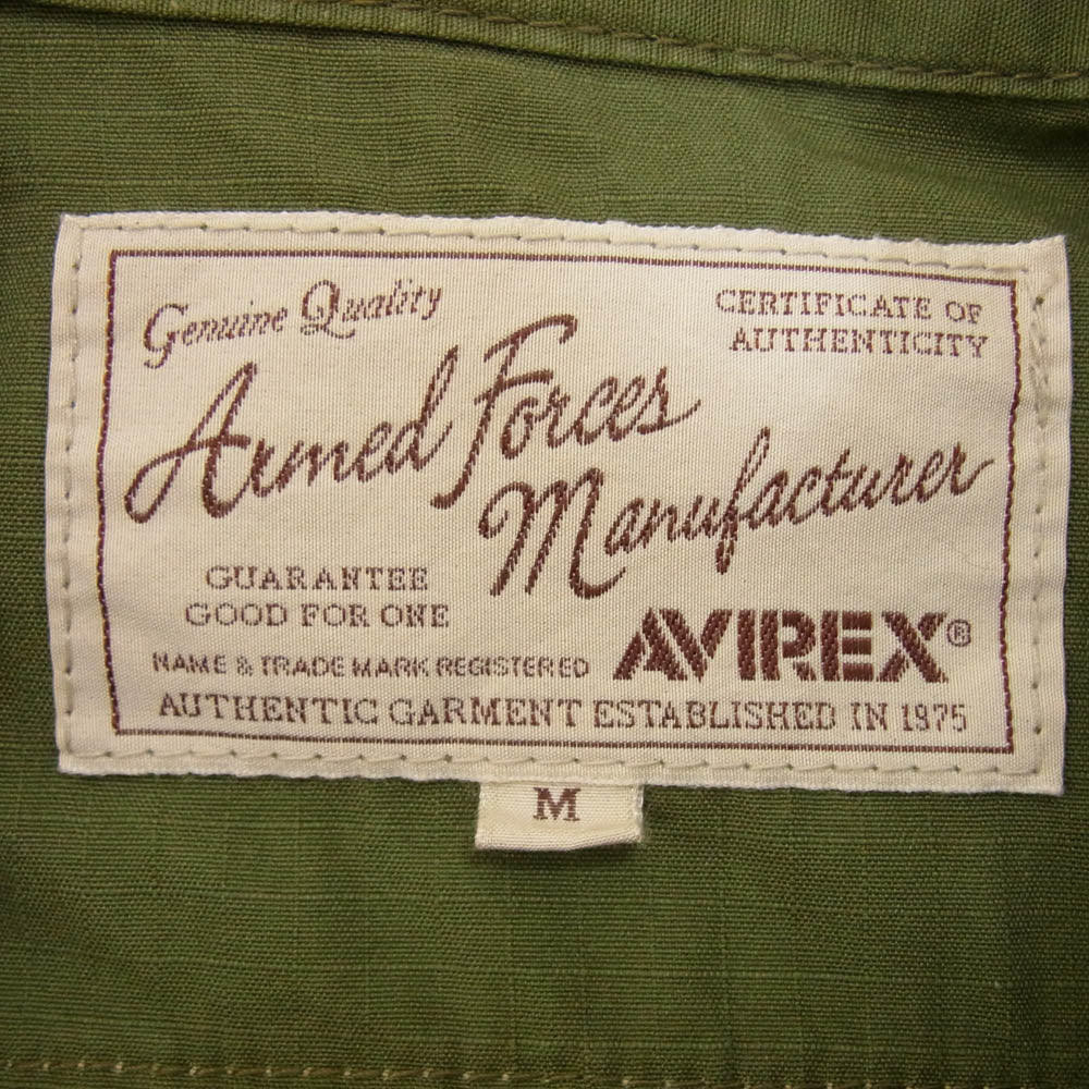 AVIREX アヴィレックス 6182129 PATCHED RIPSTOP B.D.U JACKET ミリタリー ジャケット カーキ系 M【中古】