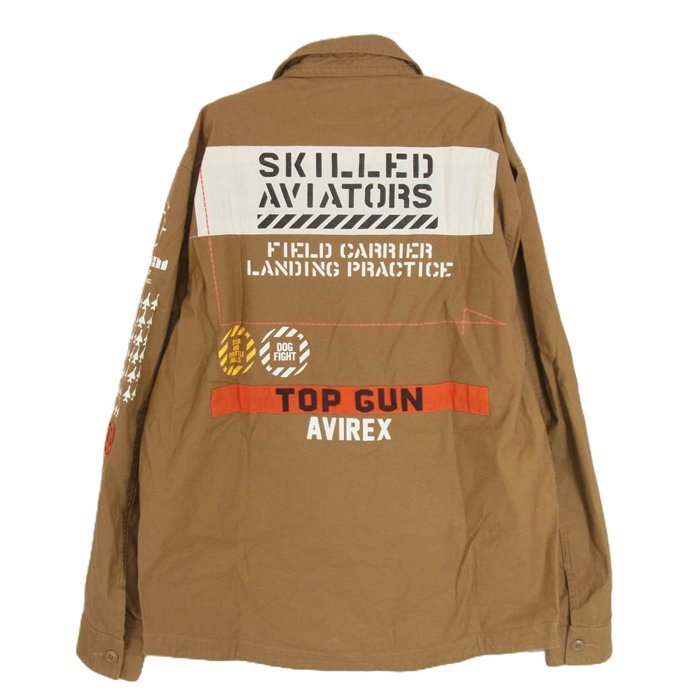 AVIREX アヴィレックス 6105138 L/S MULTI FUNCTION SHIRT マルチ ファンクション 長袖 シャツ TOP GUN ブラウン系 L【中古】