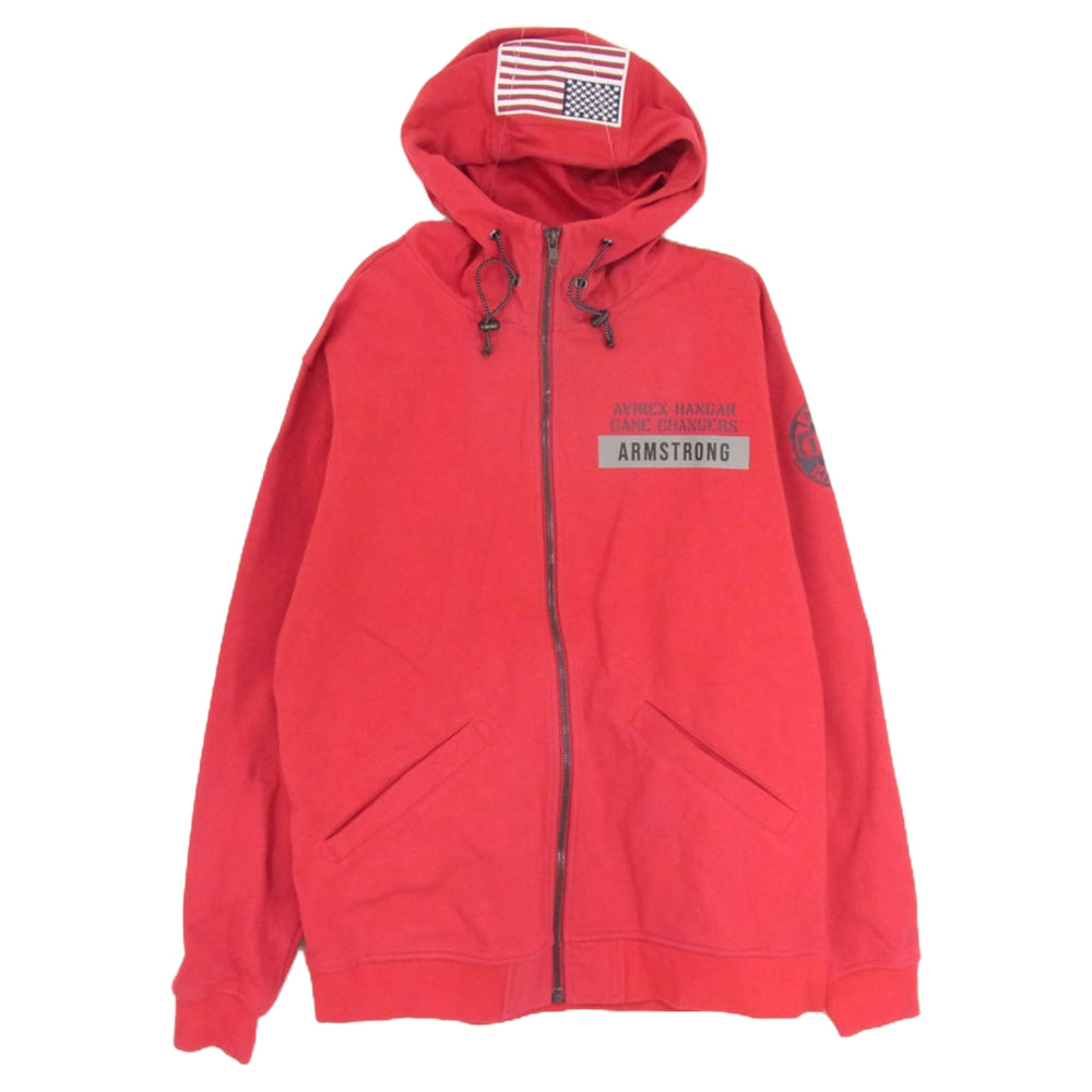 AVIREX アヴィレックス 6103518 WIND GUARD THERMO ZIP HOODIE ウインドガード アームストロング フルジップ パーカー ジャケット レッド系 L【中古】