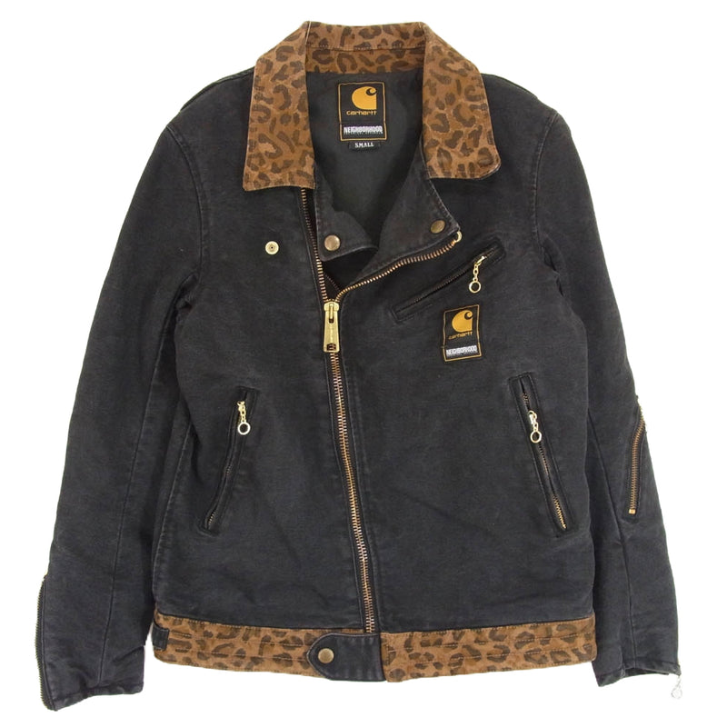 NEIGHBORHOOD ネイバーフッド 14AW 142BECTN-JKM02S × carhartt カーハート キャンバス ダック ライダースジャケット ブラック系 S【中古】
