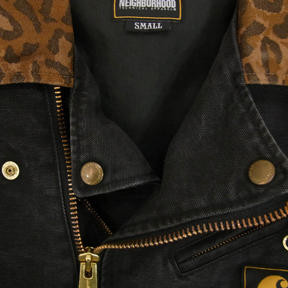 NEIGHBORHOOD ネイバーフッド 14AW 142BECTN-JKM02S × carhartt カーハート キャンバス ダック ライダースジャケット ブラック系 S【中古】