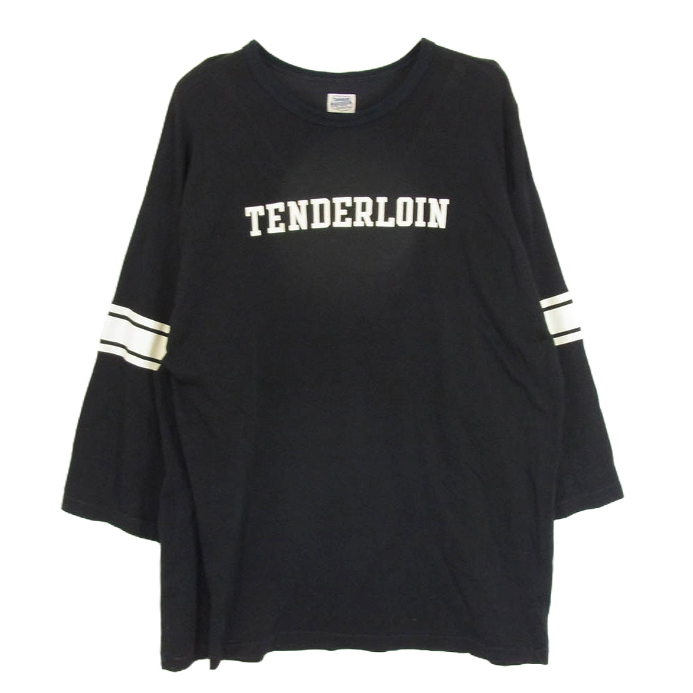 TENDERLOIN テンダーロイン 七分袖 フットボール シャツ カットソー ブラック系 L【中古】