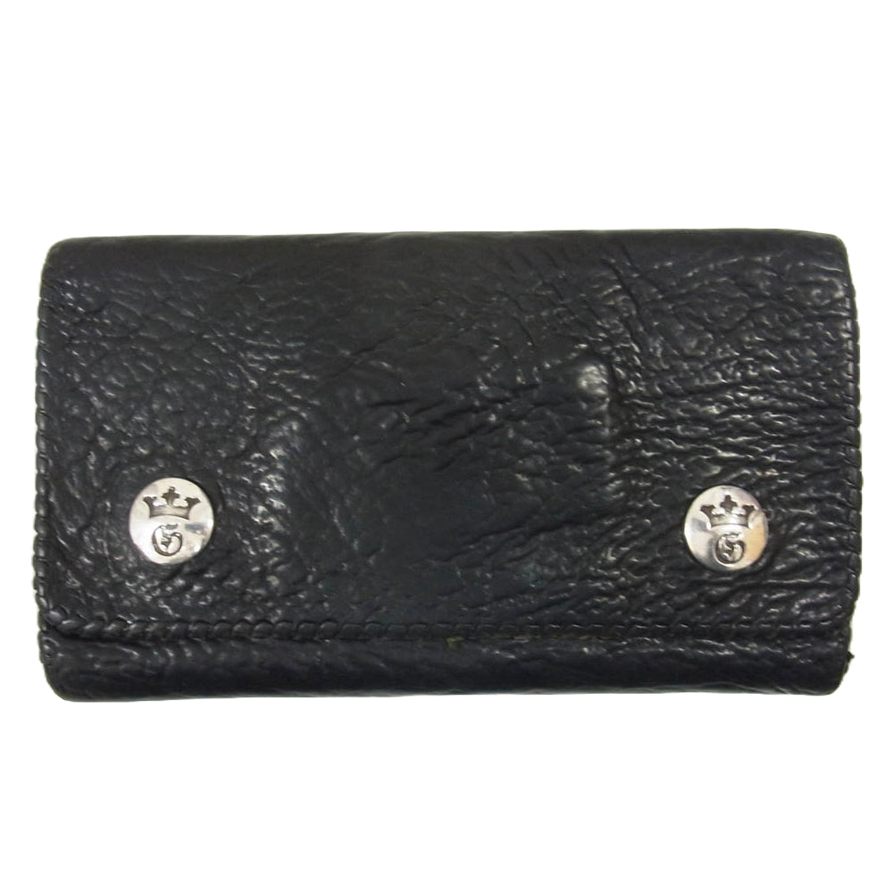 GABOR ガボール ガボラトリー インターナショナル スティングレイインレイ Gクラウン レザー ロングウォレット 長財布 ブラック系【中古】