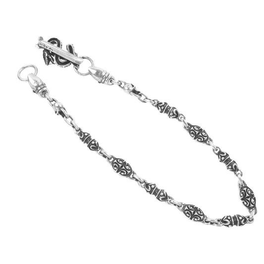 GABOR ガボール ガボラトリー マリア ギャランティ付属 スカルオンスネークキーパー 2ブルドッグ 2スカル 5ローラー 4スカルプテッドオーバルリンク ウォレットチェーン シルバー系【中古】