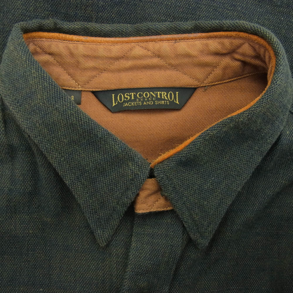 LOST CONTROL ロストコントロール L11F3-2114 Organic Twill Work Shirts オーガニック ツイルワーク シャツ モスグリーン系 2【中古】