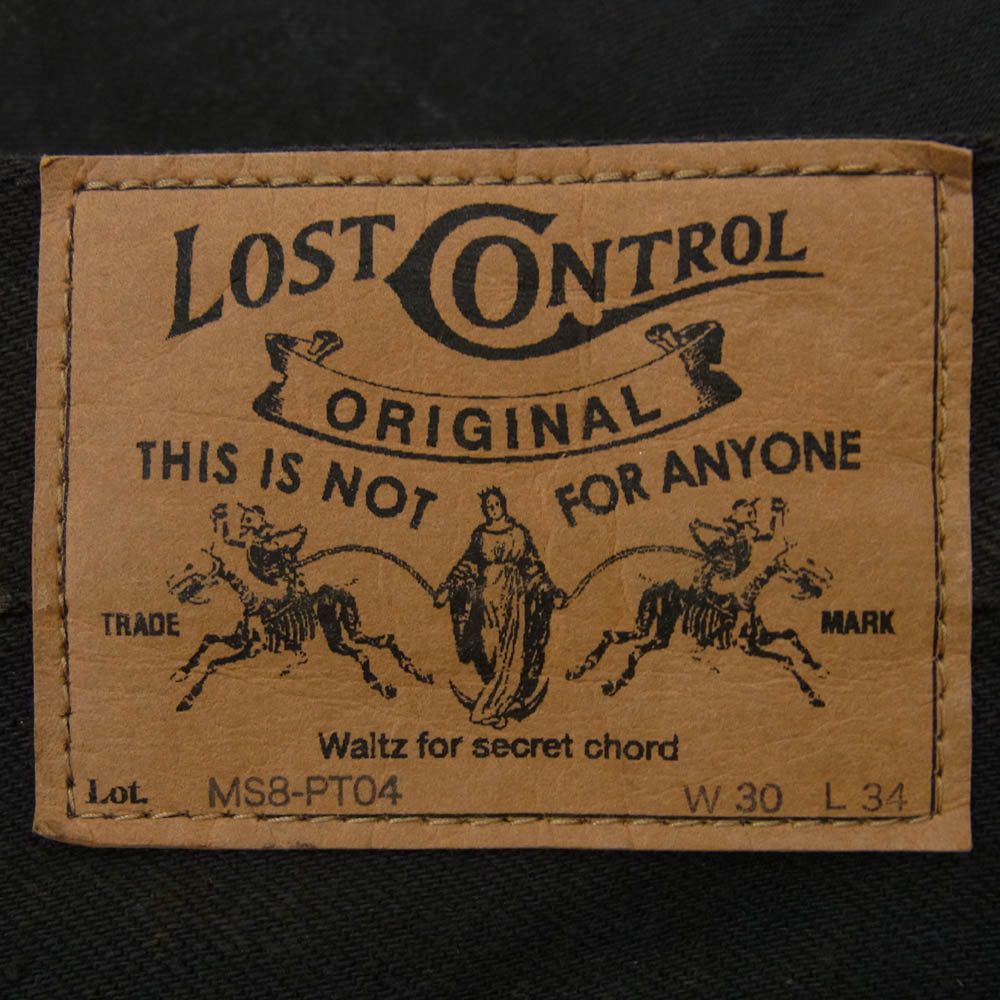 LOST CONTROL ロストコントロール MS8-PT04 ポケット口レザー切替 ブラックデニム パンツ ジーンズ ブラック系 30【中古】