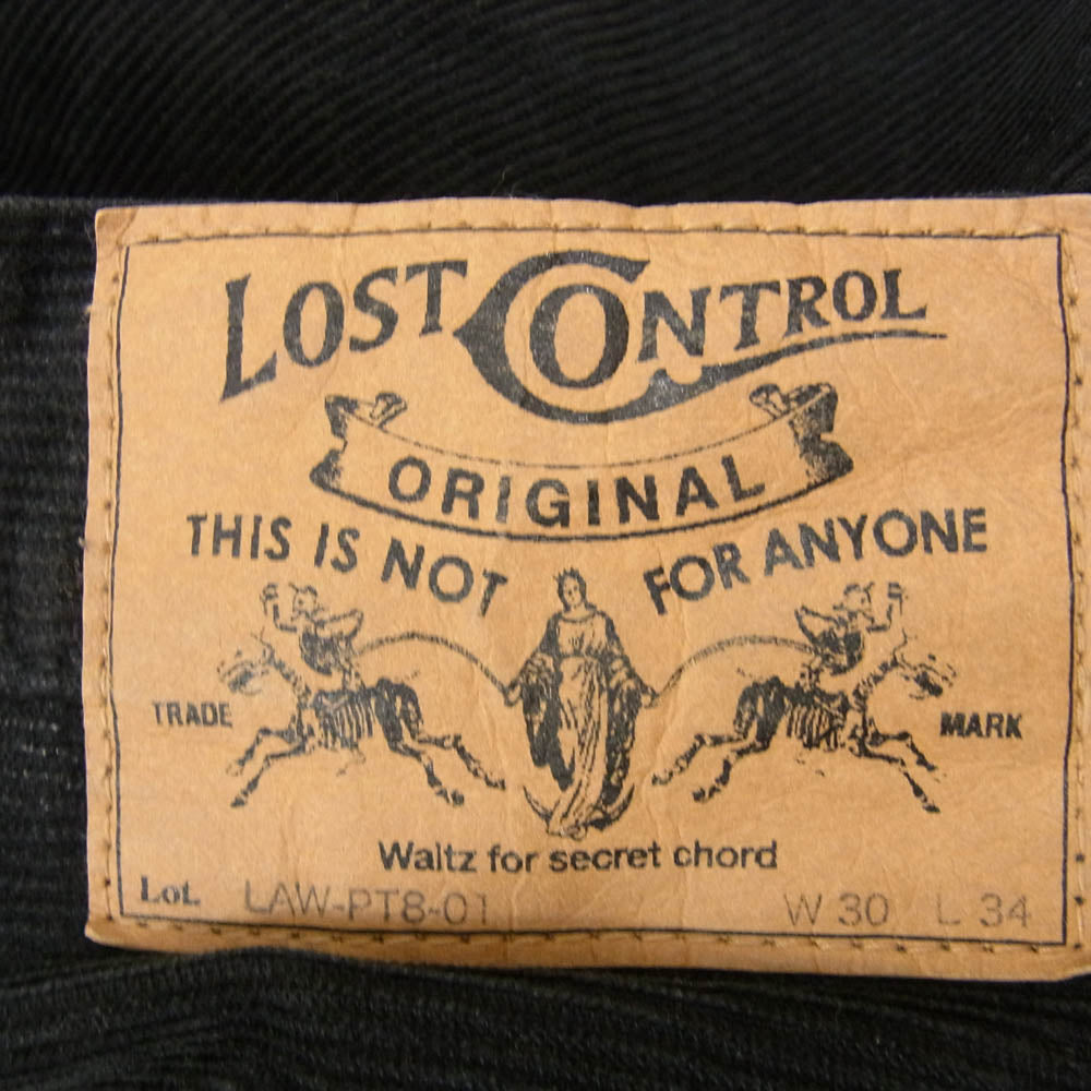 LOST CONTROL ロストコントロール LAW-PT8-01 ポケット口レザー切替 ブラック コーデュロイ パンツ ブラック系 30【中古】