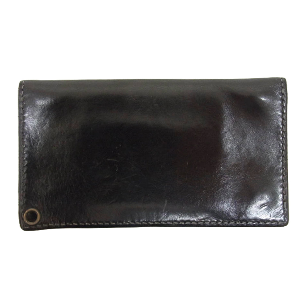 LOST CONTROL ロストコントロール 2スナップ レザー 二つ折り財布 ウォレット ブラック系【中古】