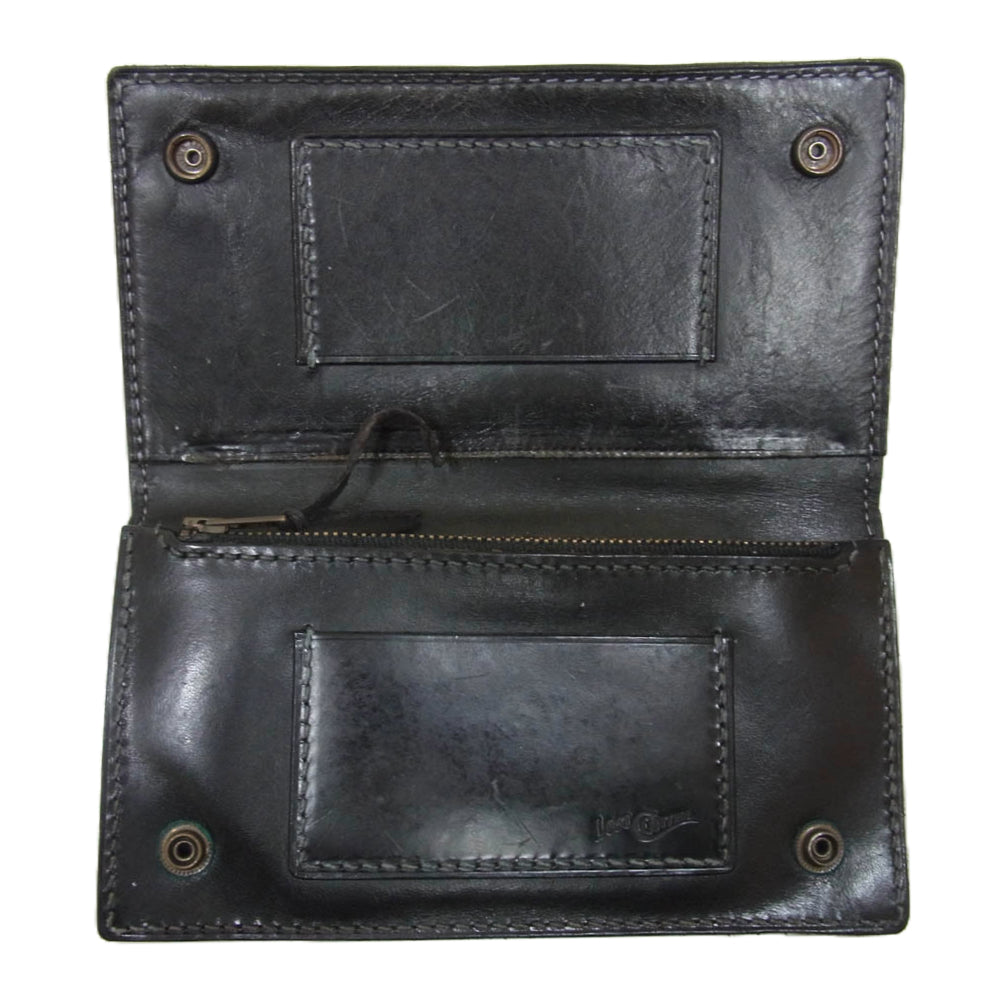 LOST CONTROL ロストコントロール 2スナップ レザー 二つ折り財布 ウォレット ブラック系【中古】